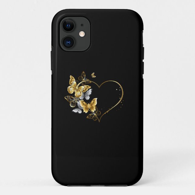 Heart with Golden Butterflies Case-Mate iPhone Case (Back)