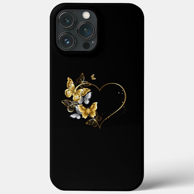 Heart with Golden Butterflies Case-Mate iPhone Case (Back)