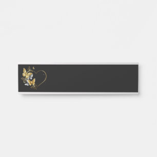 Heart with Golden Butterflies Door Sign