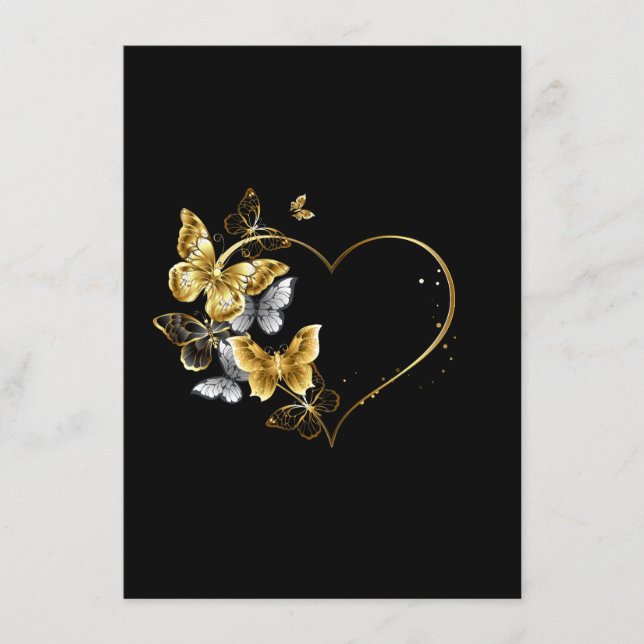 Heart with Golden Butterflies Enclosure Card (Front)