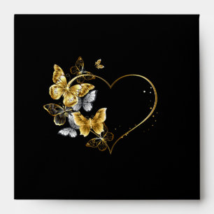Heart with Golden Butterflies Envelope