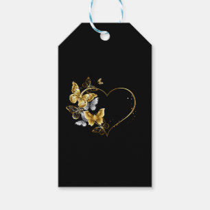 Heart with Golden Butterflies Gift Tags