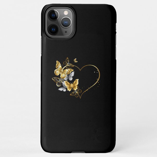 Heart with Golden Butterflies iPhone Case (Back)