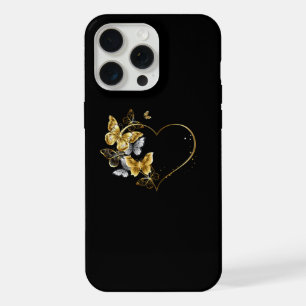 Heart with Golden Butterflies iPhone 15 Pro Max Case