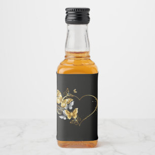 Heart with Golden Butterflies Liquor Bottle Label