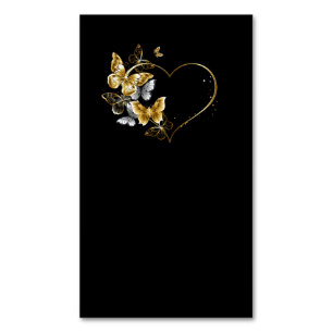 Heart with Golden Butterflies Magnetic Business Card