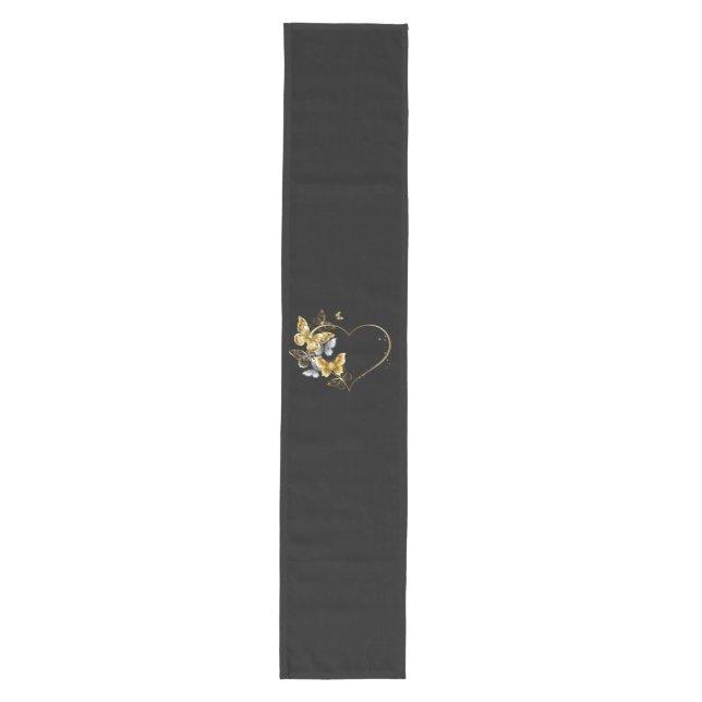 Heart with Golden Butterflies Medium Table Runner (Front)