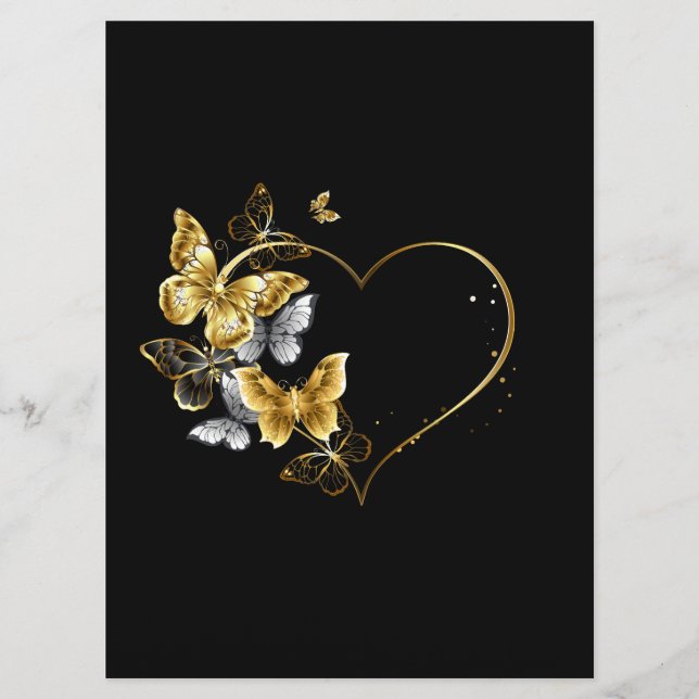 Heart with Golden Butterflies Menu (Front)
