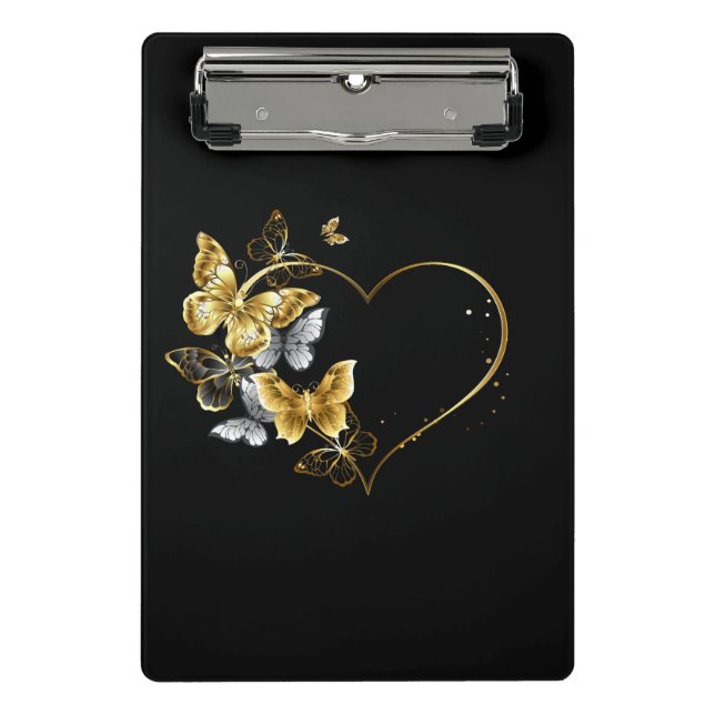 Heart with Golden Butterflies Mini Clipboard (Front)