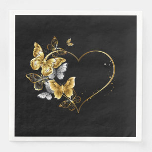 Heart with Golden Butterflies Napkin