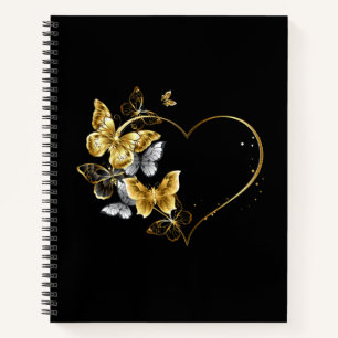 Heart with Golden Butterflies Notebook