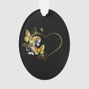 Heart with Golden Butterflies Ornament