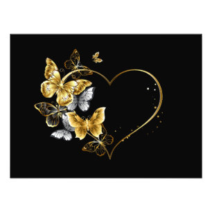 Heart with Golden Butterflies Photo Print