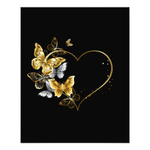 Heart with Golden Butterflies Photo Print