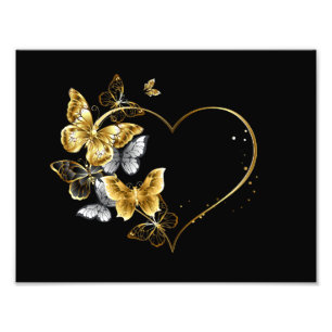 Heart with Golden Butterflies Photo Print
