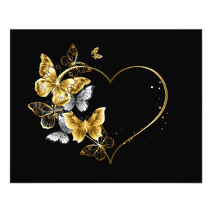 Heart with Golden Butterflies Photo Print