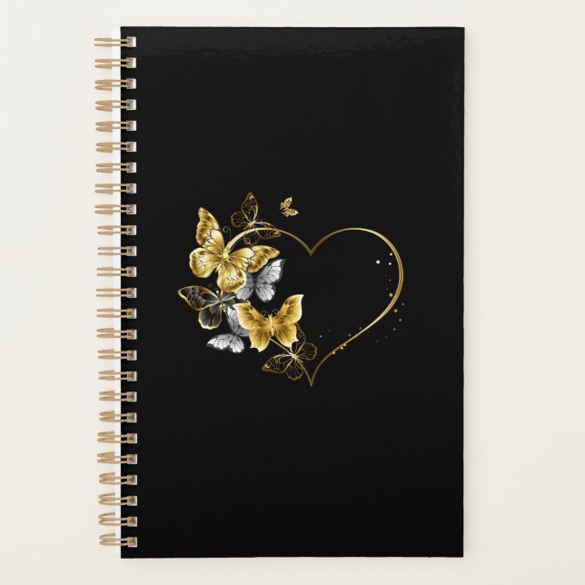 Heart with Golden Butterflies Planner (Front)
