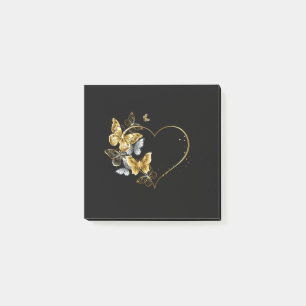 Heart with Golden Butterflies Post-it Notes