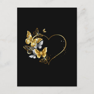 Heart with Golden Butterflies Postcard
