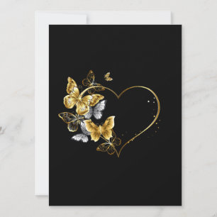 Heart with Golden Butterflies Save The Date