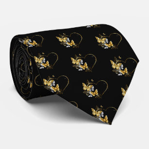 Heart with Golden Butterflies Tie
