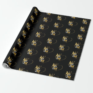 Heart with Golden Butterflies Wrapping Paper