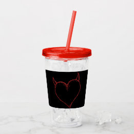 Heart With Horns Cup With Lid and Straw