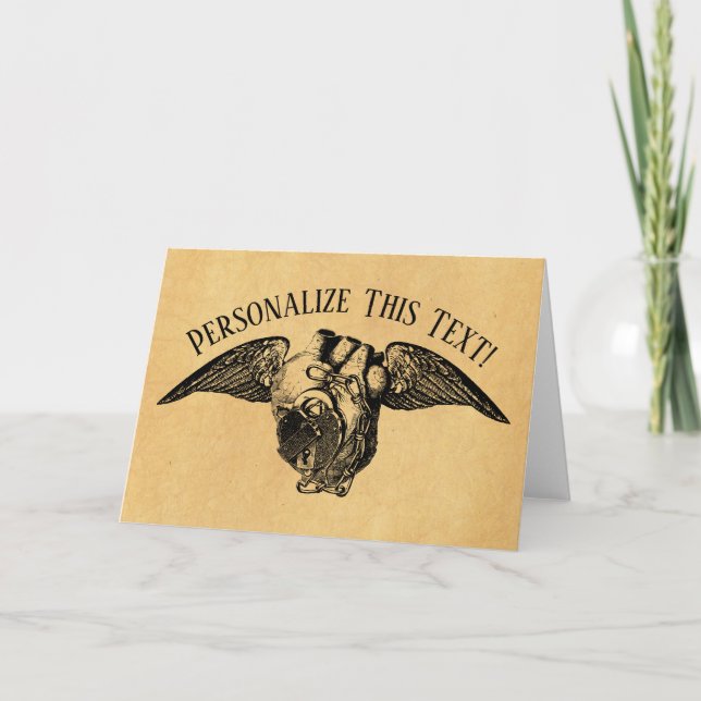 Heart with Locks and Wings Card (Front)