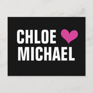 - heart with names (black) announcement postcard