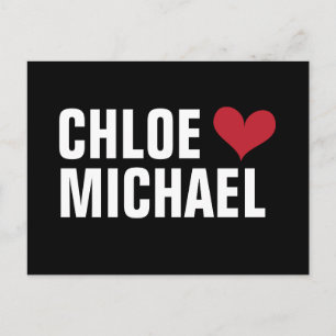 - heart with names (black/red) announcement postcard