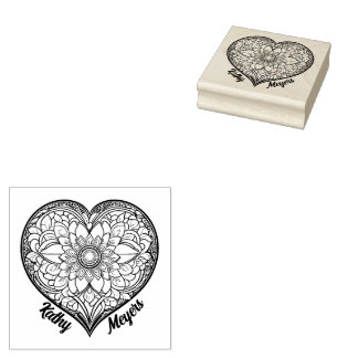 Heart with Ornaments Rubber Stamp
