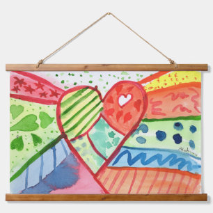 Heart with Pattern background Hanging Tapestry