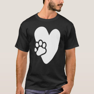Heart with Paw Pet Design for Puppies Dogs Lovers T-Shirt
