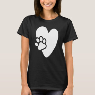 Heart with Paw Pet Design for Puppies Dogs Lovers T-Shirt