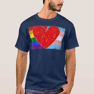 Heart with Rainbow and Transgender Flag LGBT Pride T-Shirt