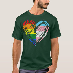 Heart with Rainbow and Transgender Flag LGBT Pride T-Shirt