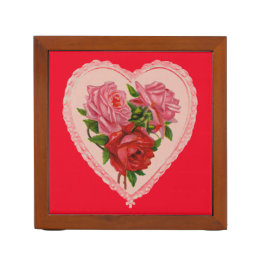Heart with Roses Desk Organiser