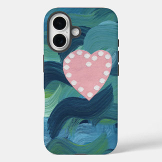 Heart with Seashells and Ocean Waves iPhone 16 Case