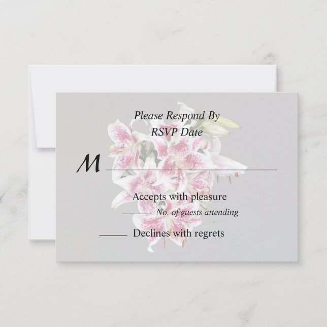 Heart With Stargazer Lilies RSVP Card (Front)