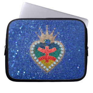 heart with the Amazigh flag in a bright glitter Laptop Sleeve