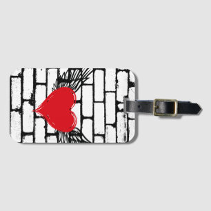 Heart with wings /brick wall luggage tag