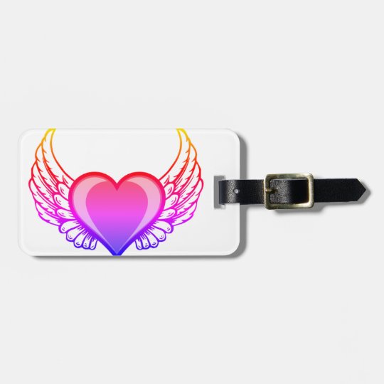 heart with wings luggage tag