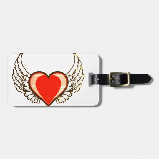 heart with wings luggage tag