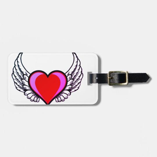 heart with wings luggage tag