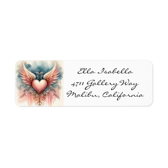 Heart with Wings Return Address Label (Front)