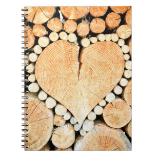 Heart wood logs bole firewood notebook