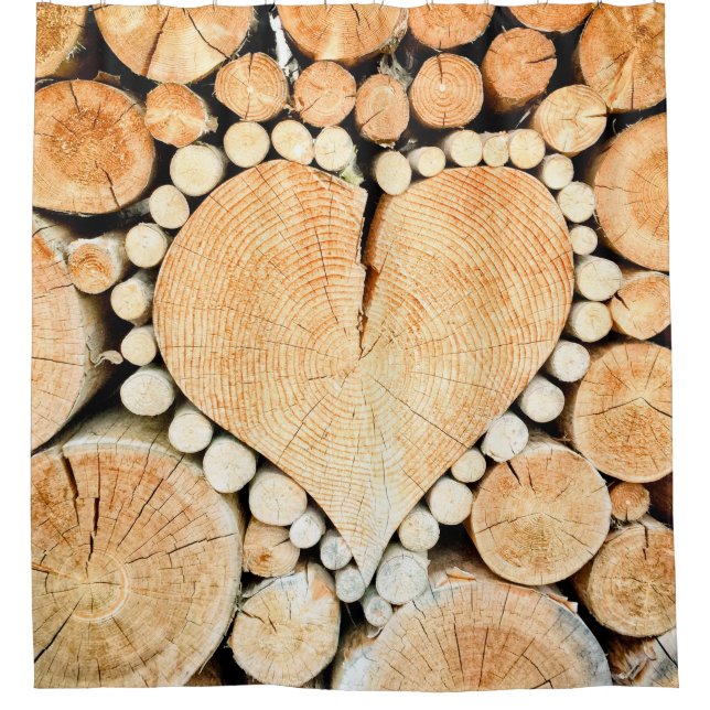 Heart wood logs bole firewood shower curtain (Front)