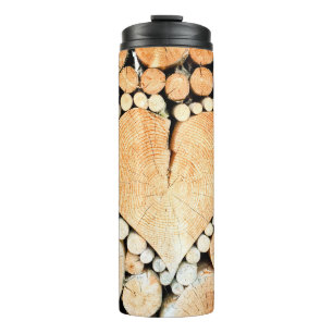 Heart wood logs bole firewood thermal tumbler