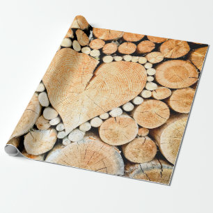 Heart wood logs bole firewood wrapping paper