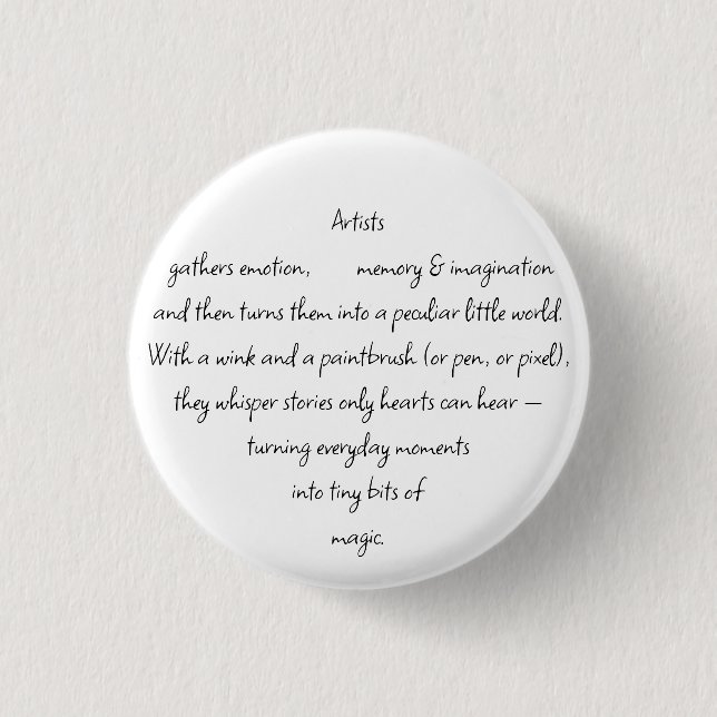 Heart Words Explaining and Artist Whimsical Art 3 Cm Round Badge (Front)